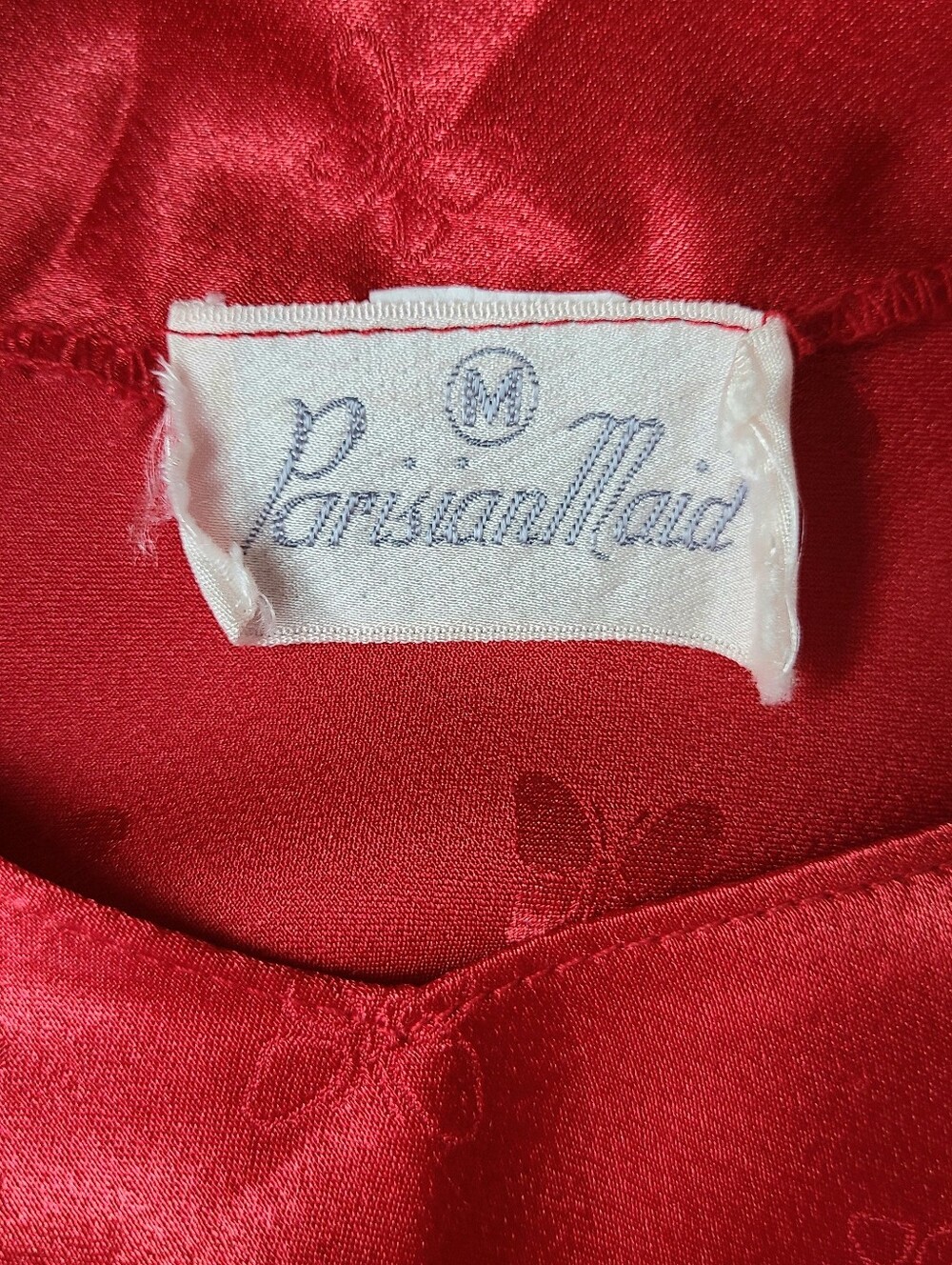 Vintage Red Butterfly Jacquard Print 90s Slip Dress - Picture 8 of 8